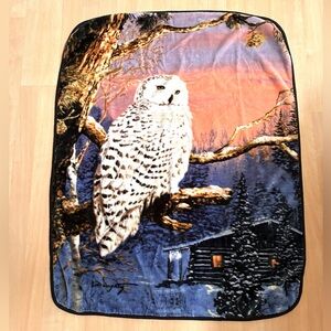 VINTAGE The Northwest Co. American Heritage Royal Plush Snowy Owl Throw Blanket